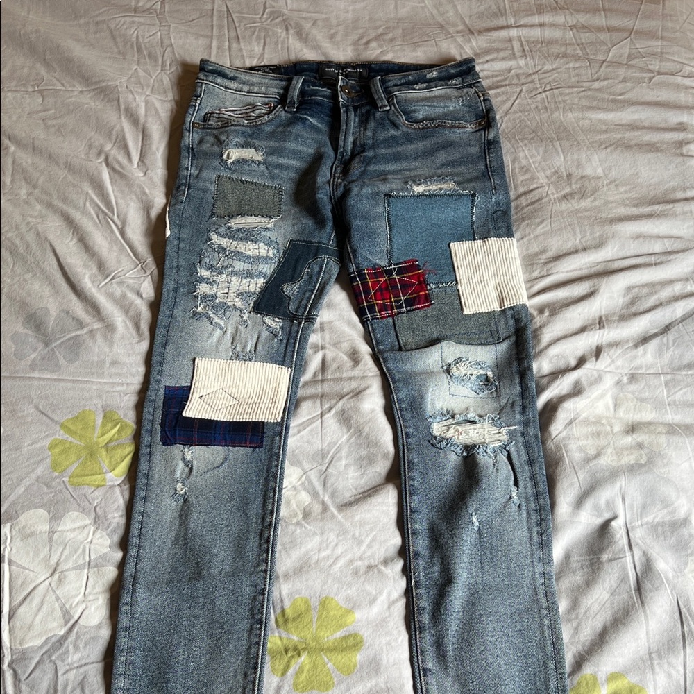 Cult of Individuality Men’s Blue Patchwork Distressed Jeans - Picture 2 of 4